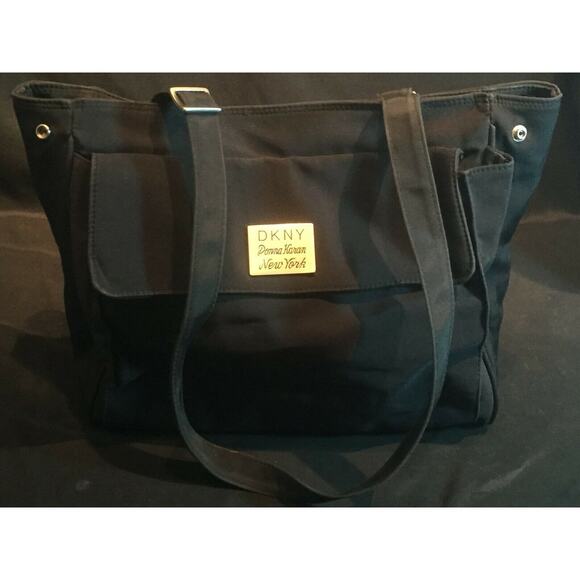 DKNY Donna Karan New York Basic Black Tote Purse Handbag Large Compartment Bag - Picture 2 of 13